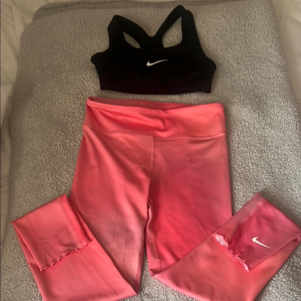 Nike Black and Pink Activewear Set